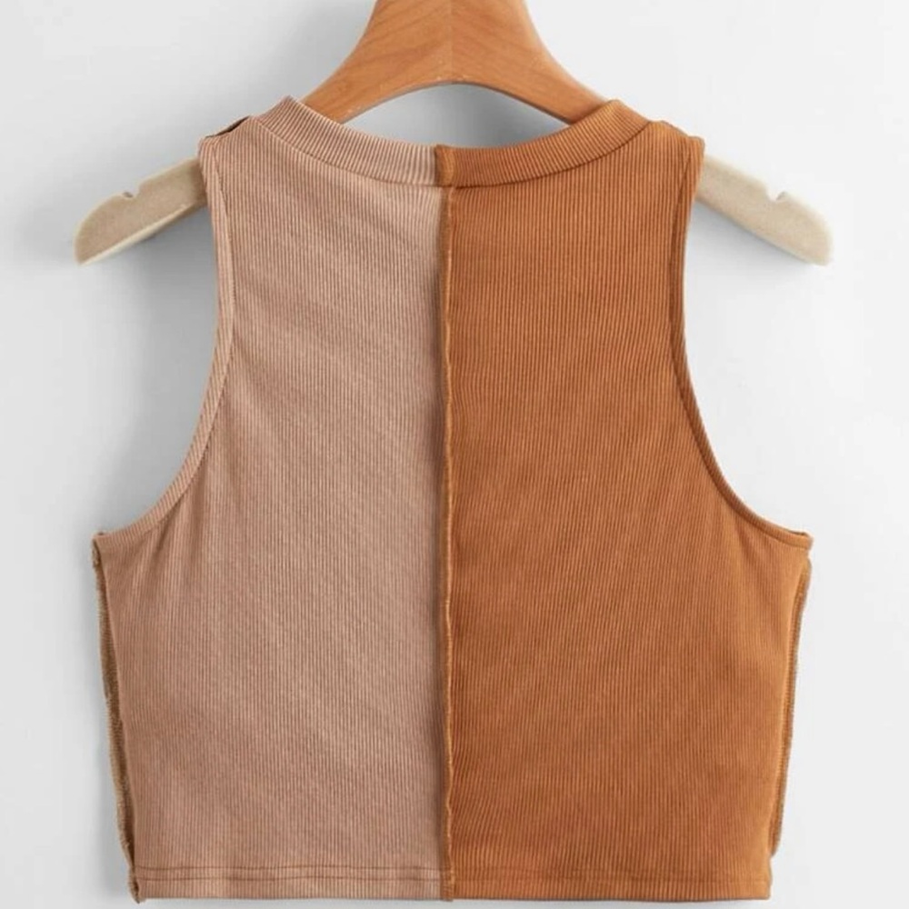 Two Tone Ribbed Tank Top - Picture 2 of 4